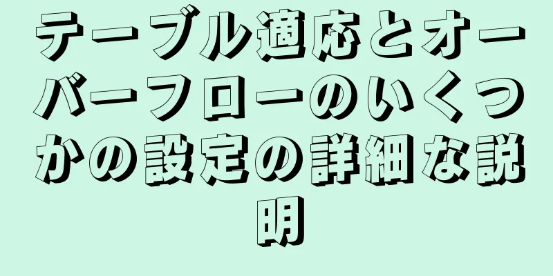 テーブル適応とオーバーフローのいくつかの設定の詳細な説明