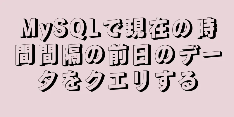 MySQLで現在の時間間隔の前日のデータをクエリする