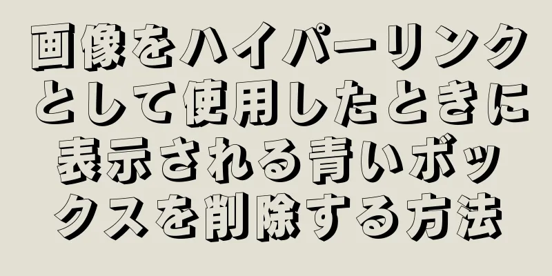 画像をハイパーリンクとして使用したときに表示される青いボックスを削除する方法