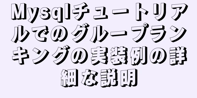 Mysqlチュートリアルでのグループランキングの実装例の詳細な説明