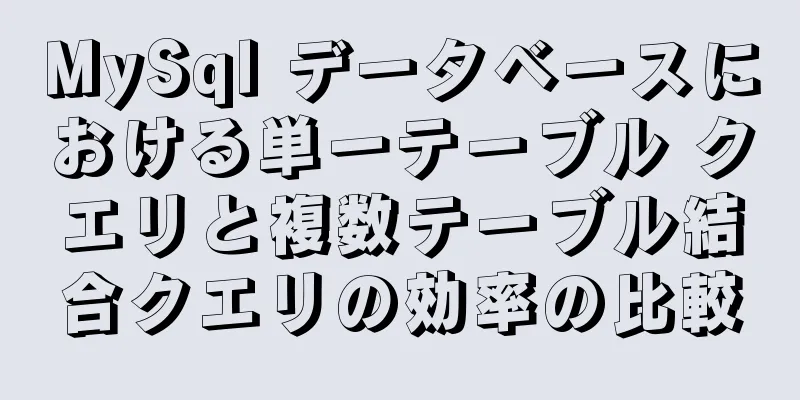 MySql データベースにおける単一テーブル クエリと複数テーブル結合クエリの効率の比較