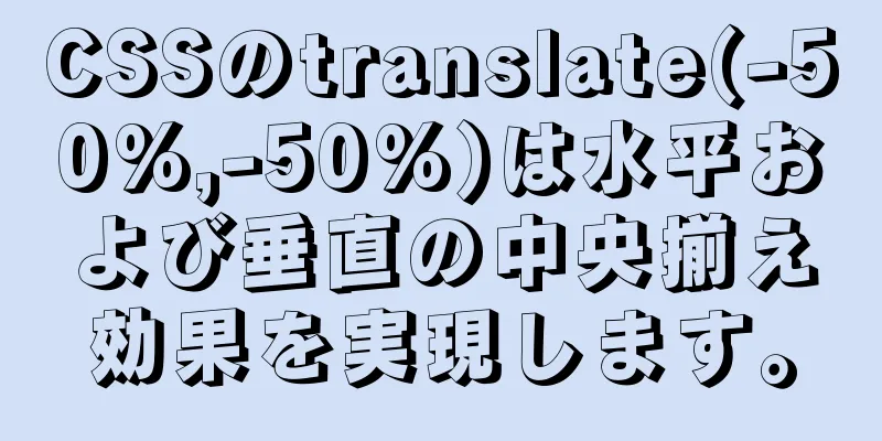 CSSのtranslate(-50%,-50%)は水平および垂直の中央揃え効果を実現します。