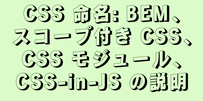 CSS 命名: BEM、スコープ付き CSS、CSS モジュール、CSS-in-JS の説明