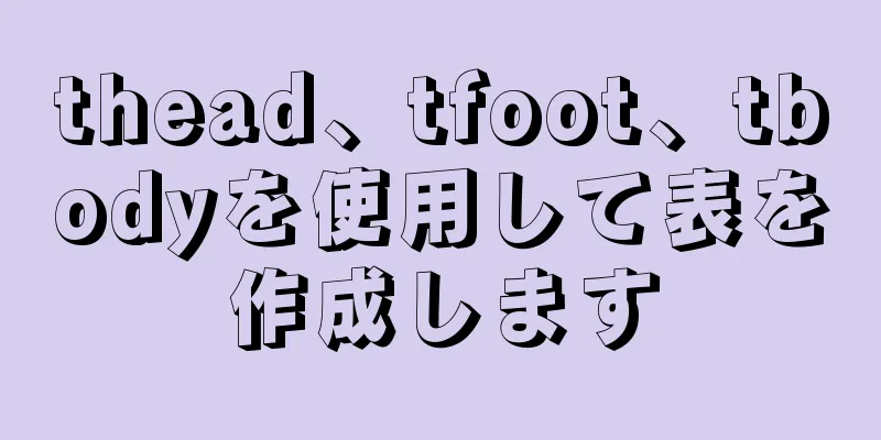 thead、tfoot、tbodyを使用して表を作成します