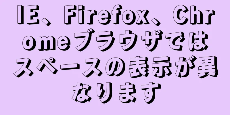 IE、Firefox、Chromeブラウザではスペースの表示が異なります