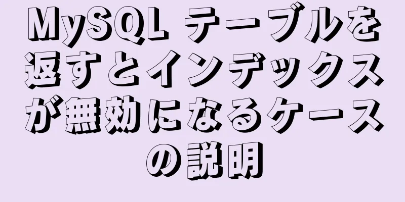 MySQL テーブルを返すとインデックスが無効になるケースの説明