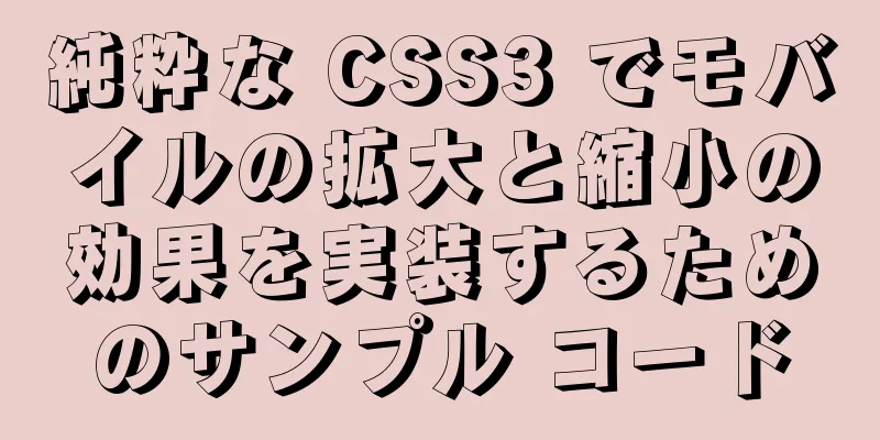 純粋な CSS3 でモバイルの拡大と縮小の効果を実装するためのサンプル コード