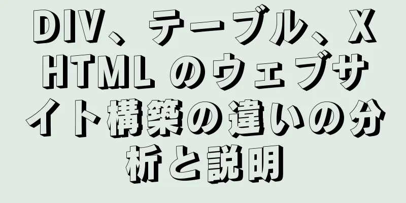 DIV、テーブル、XHTML のウェブサイト構築の違いの分析と説明