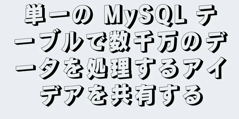 単一の MySQL テーブルで数千万のデータを処理するアイデアを共有する