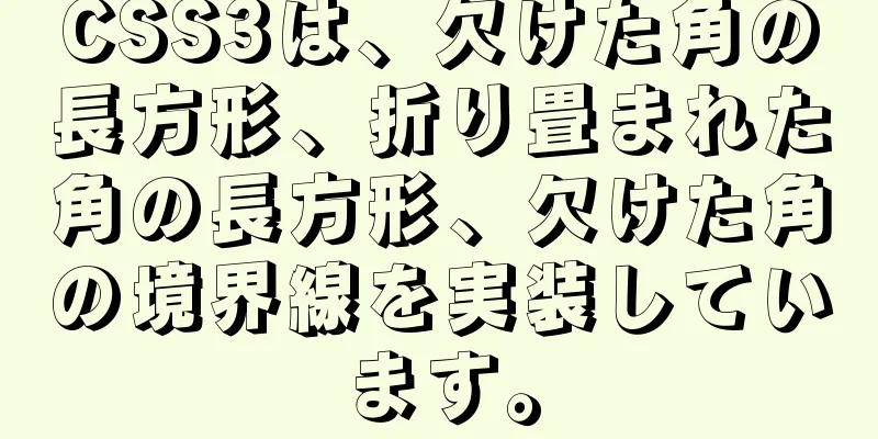 CSS3は、欠けた角の長方形、折り畳まれた角の長方形、欠けた角の境界線を実装しています。