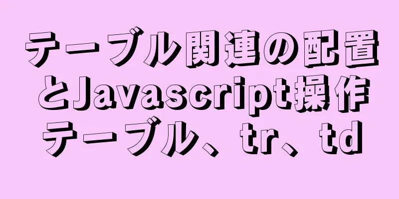 テーブル関連の配置とJavascript操作テーブル、tr、td