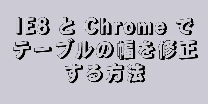 IE8 と Chrome でテーブルの幅を修正する方法