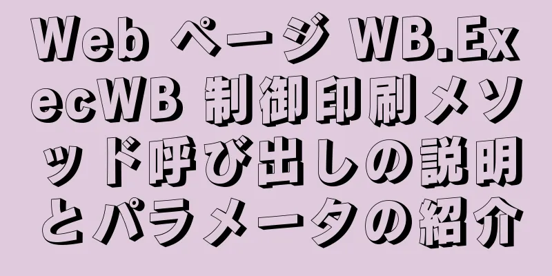 Web ページ WB.ExecWB 制御印刷メソッド呼び出しの説明とパラメータの紹介