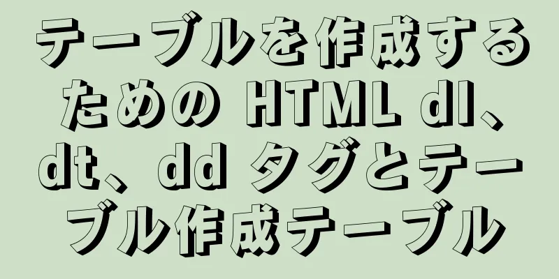 テーブルを作成するための HTML dl、dt、dd タグとテーブル作成テーブル