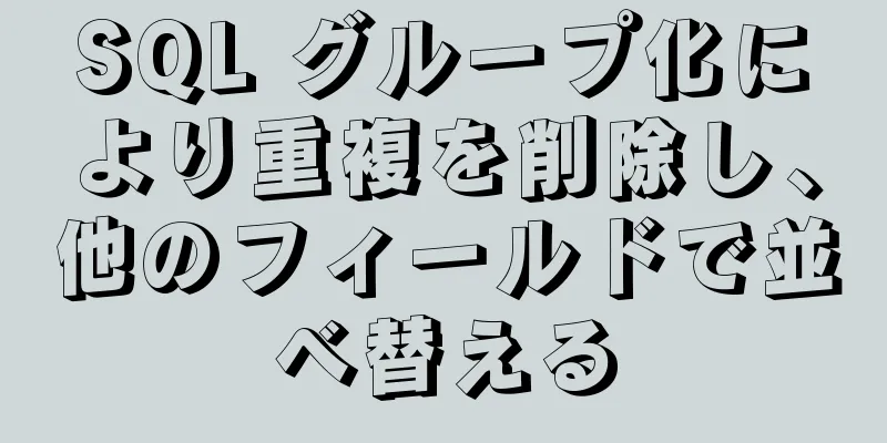 SQL グループ化により重複を削除し、他のフィールドで並べ替える