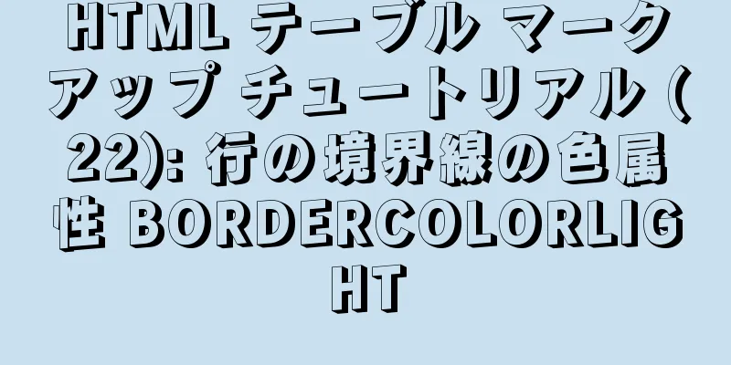 HTML テーブル マークアップ チュートリアル (22): 行の境界線の色属性 BORDERCOLORLIGHT