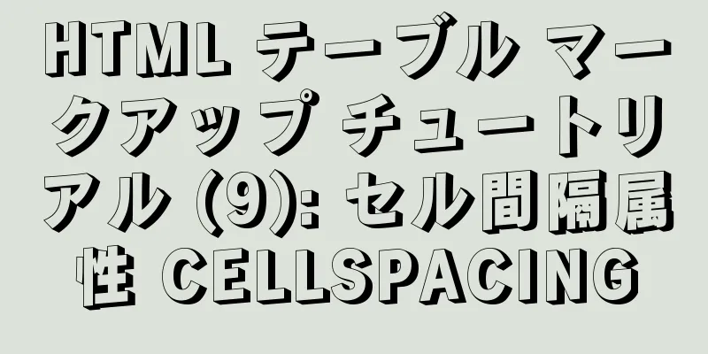 HTML テーブル マークアップ チュートリアル (9): セル間隔属性 CELLSPACING