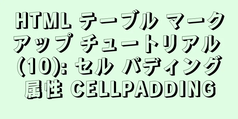 HTML テーブル マークアップ チュートリアル (10): セル パディング属性 CELLPADDING