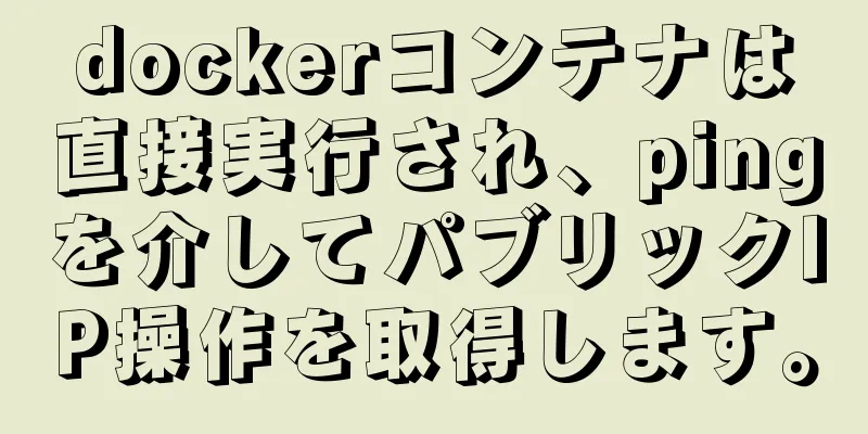 dockerコンテナは直接実行され、pingを介してパブリックIP操作を取得します。