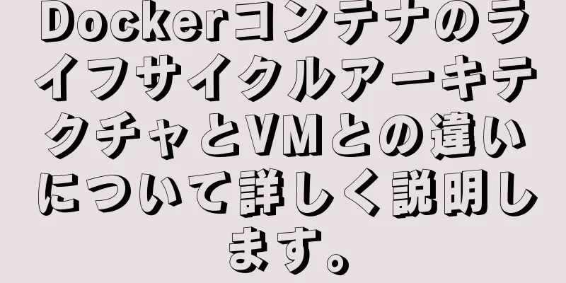 DockerコンテナのライフサイクルアーキテクチャとVMとの違いについて詳しく説明します。