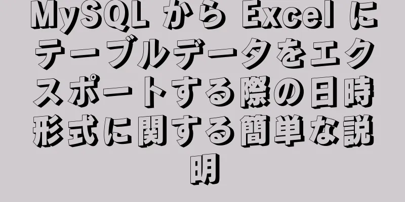 MySQL から Excel にテーブルデータをエクスポートする際の日時形式に関する簡単な説明