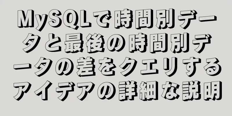 MySQLで時間別データと最後の時間別データの差をクエリするアイデアの詳細な説明