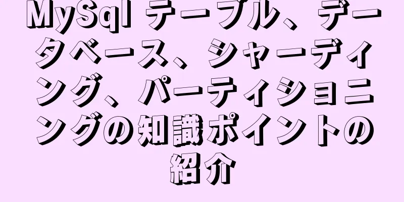 MySql テーブル、データベース、シャーディング、パーティショニングの知識ポイントの紹介