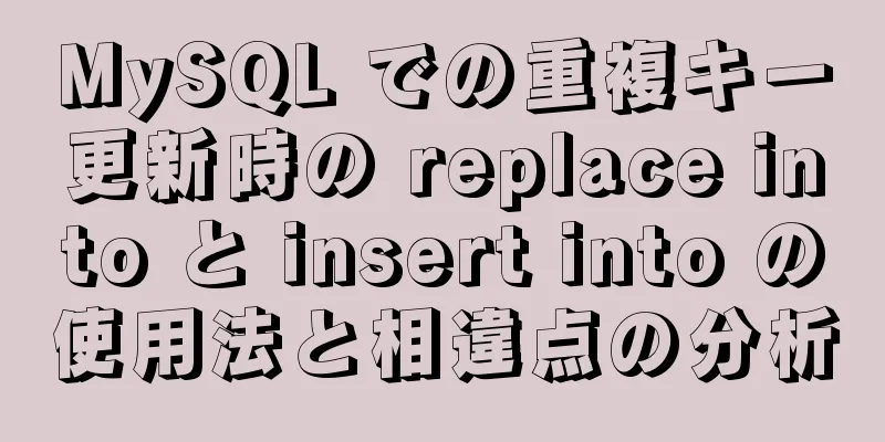 MySQL での重複キー更新時の replace into と insert into の使用法と相違点の分析