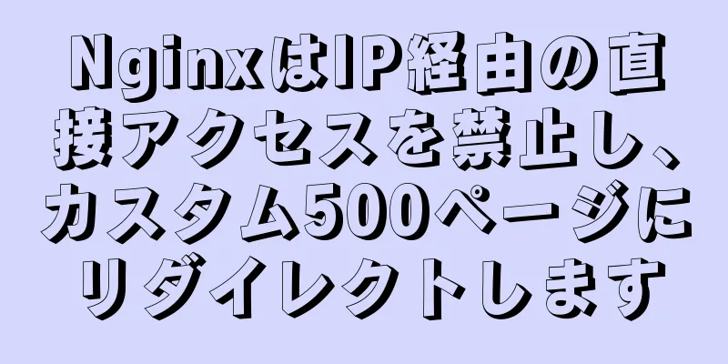 NginxはIP経由の直接アクセスを禁止し、カスタム500ページにリダイレクトします