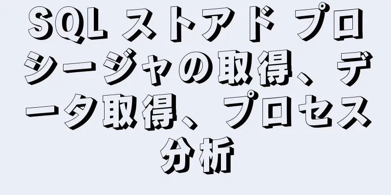 SQL ストアド プロシージャの取得、データ取得、プロセス分析