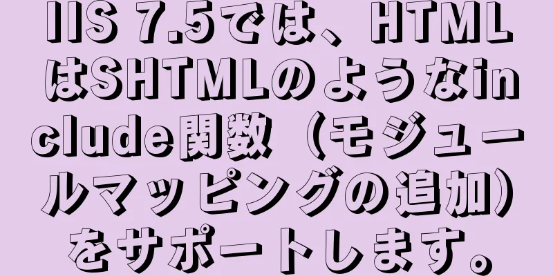 IIS 7.5では、HTMLはSHTMLのようなinclude関数（モジュールマッピングの追加）をサポートします。