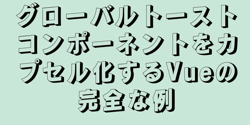 グローバルトーストコンポーネントをカプセル化するVueの完全な例