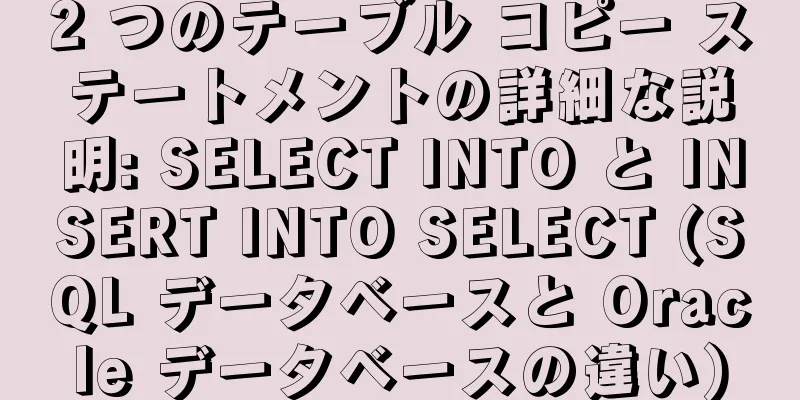 2 つのテーブル コピー ステートメントの詳細な説明: SELECT INTO と INSERT INTO SELECT (SQL データベースと Oracle データベースの違い)