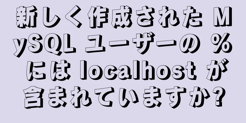 新しく作成された MySQL ユーザーの % には localhost が含まれていますか?