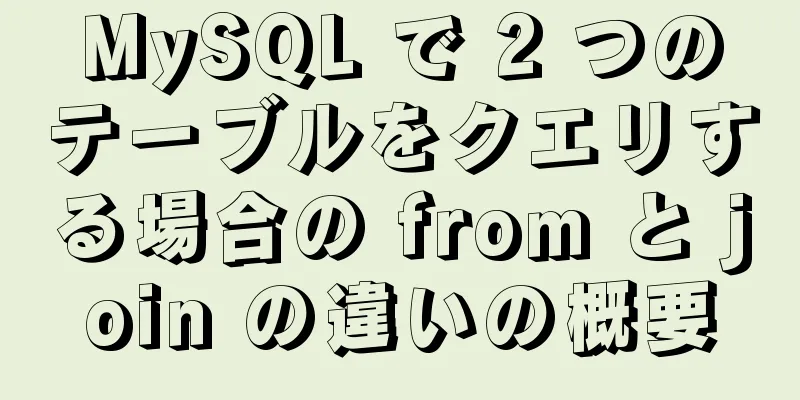 MySQL で 2 つのテーブルをクエリする場合の from と join の違いの概要