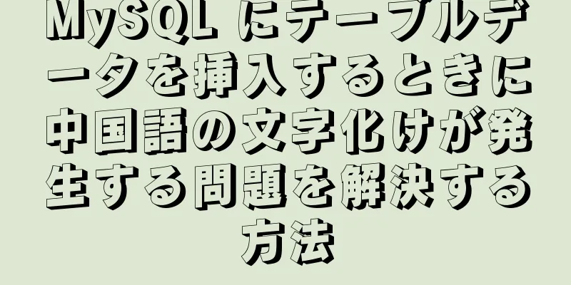 MySQL にテーブルデータを挿入するときに中国語の文字化けが発生する問題を解決する方法