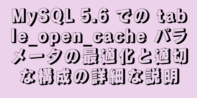 MySQL 5.6 での table_open_cache パラメータの最適化と適切な構成の詳細な説明