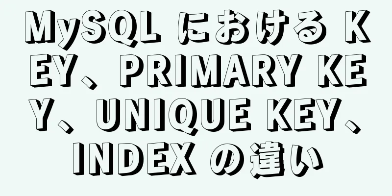 MySQL における KEY、PRIMARY KEY、UNIQUE KEY、INDEX の違い