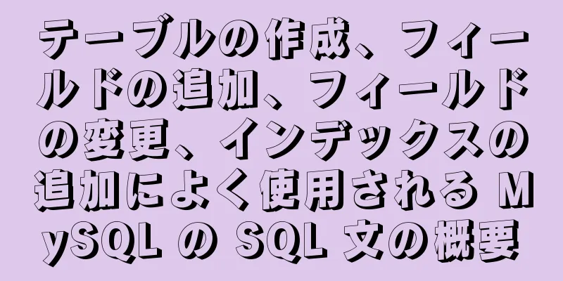 テーブルの作成、フィールドの追加、フィールドの変更、インデックスの追加によく使用される MySQL の SQL 文の概要