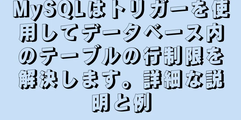 MySQLはトリガーを使用してデータベース内のテーブルの行制限を解決します。詳細な説明と例