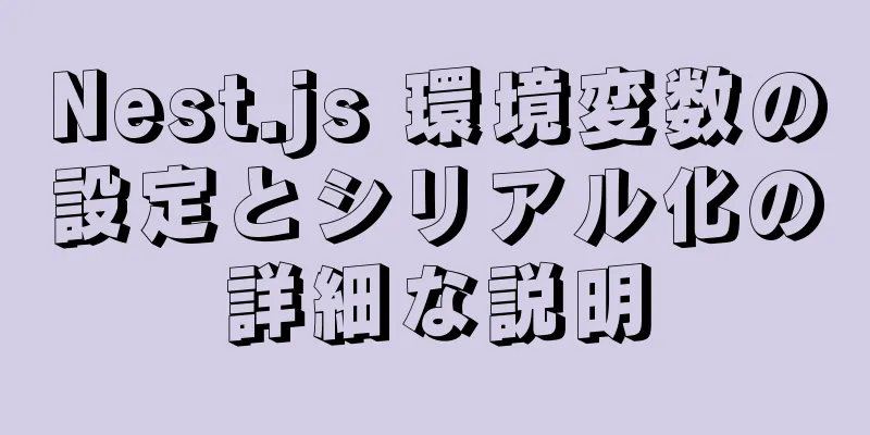 Nest.js 環境変数の設定とシリアル化の詳細な説明