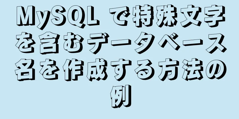 MySQL で特殊文字を含むデータベース名を作成する方法の例